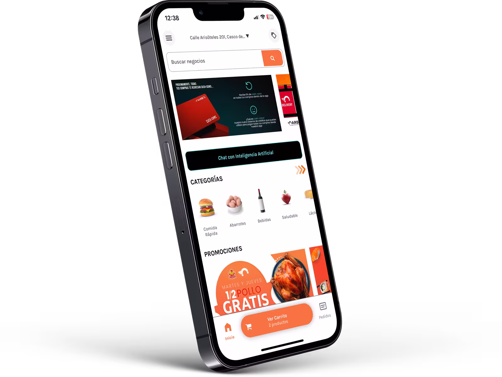 Carbs Reparto: Una app de reparto con negocios, promociones y carrito