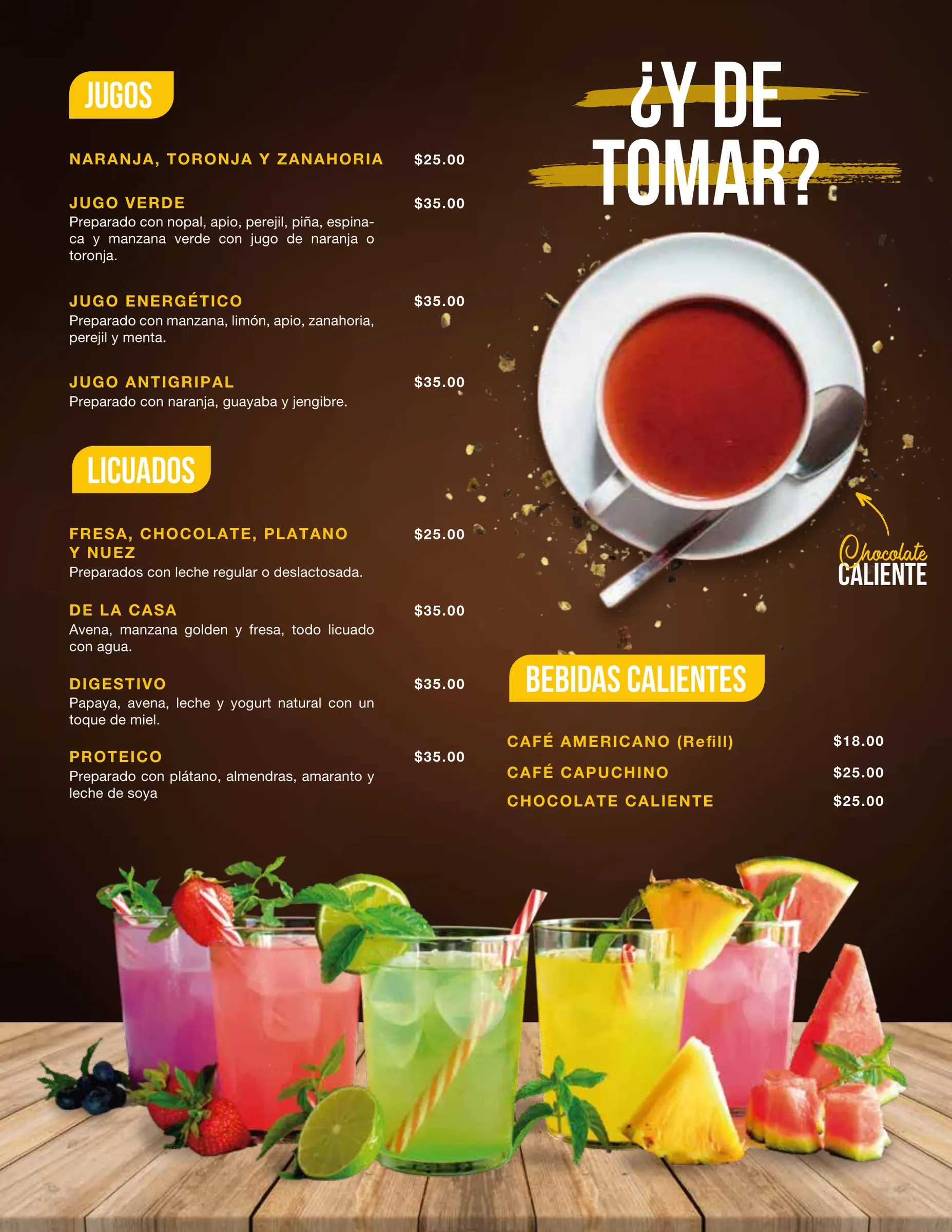 Página de la carta de Fonda Margarita