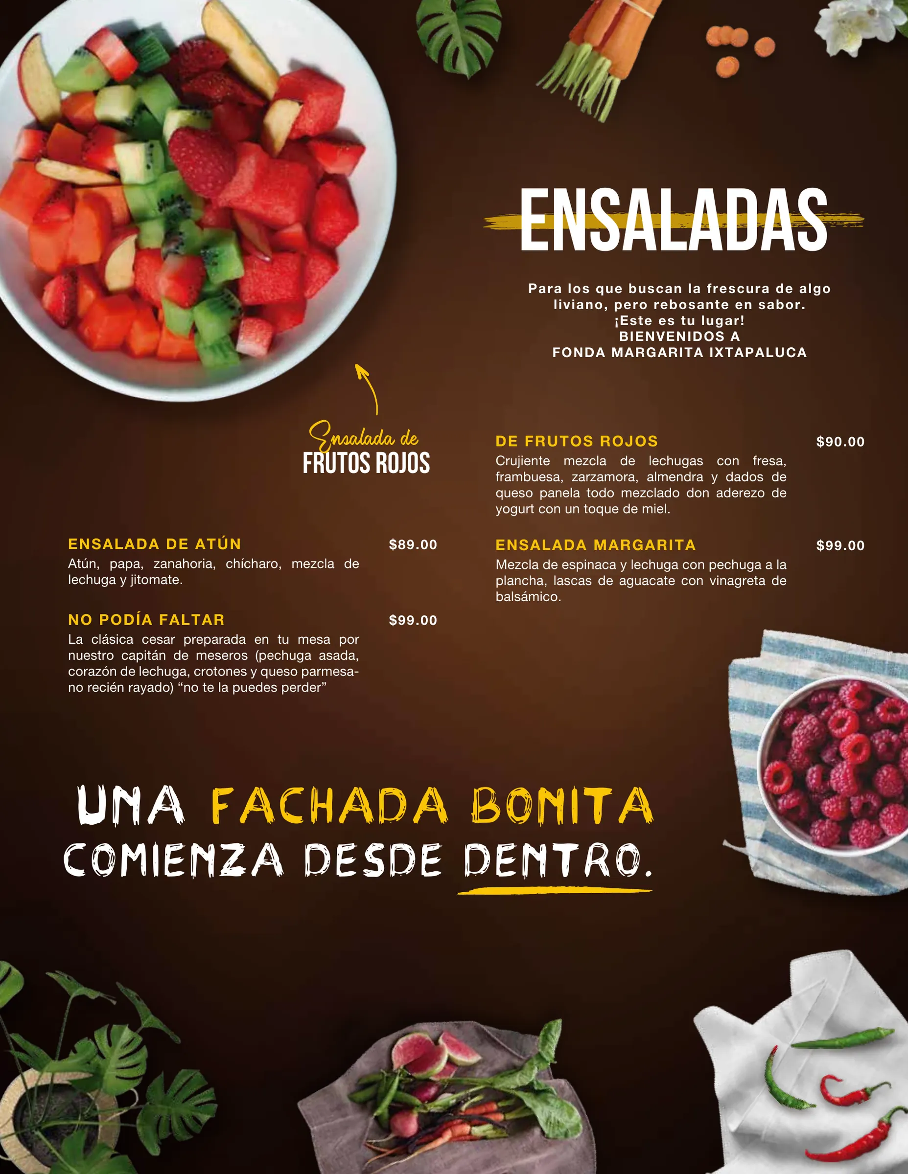 Página de la carta de Fonda Margarita
