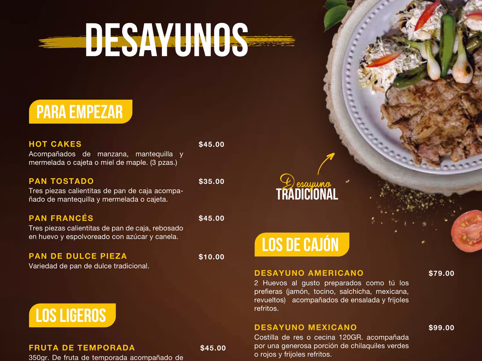 Fonda Margarita: La carta del restaurante, sección por sección