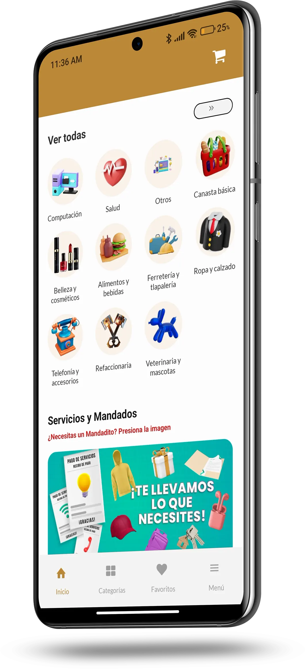 Pantalla de inicio de la app