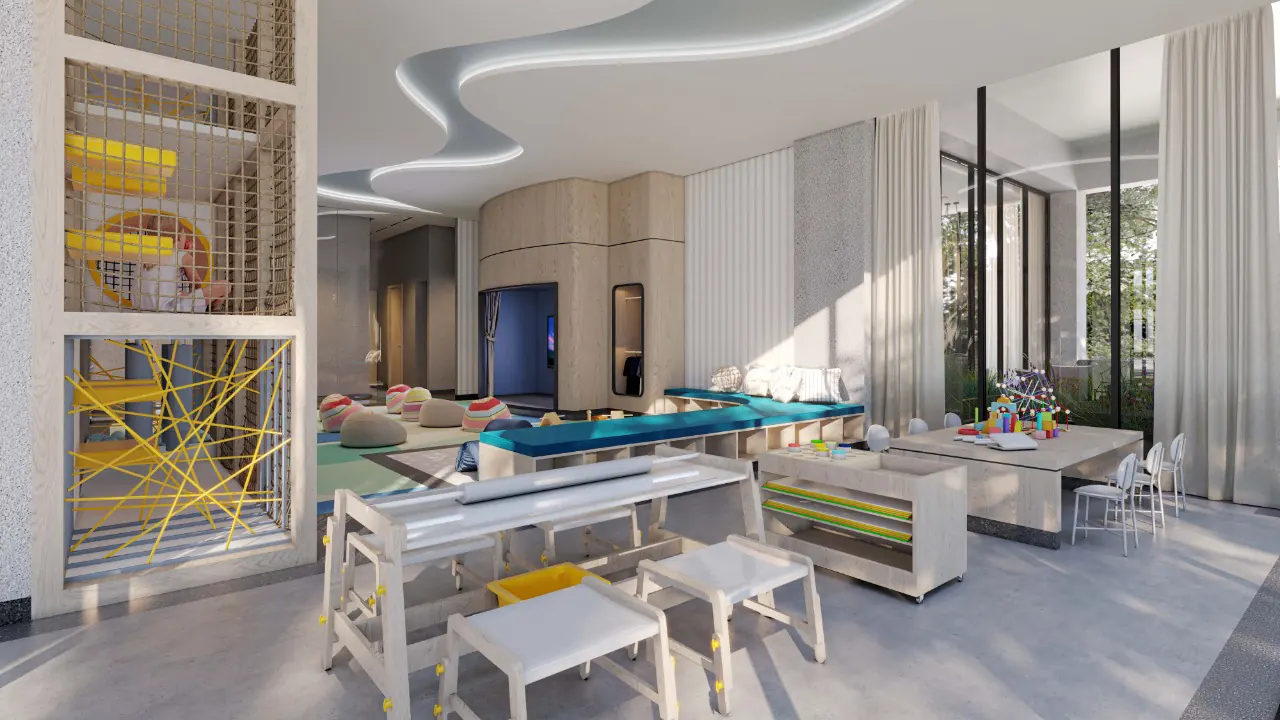 Render del área infantil