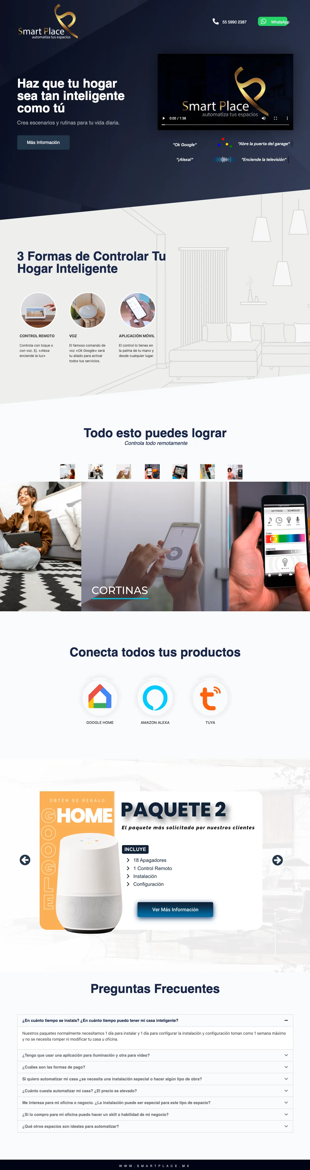 Página completa del sitio de Smart Place